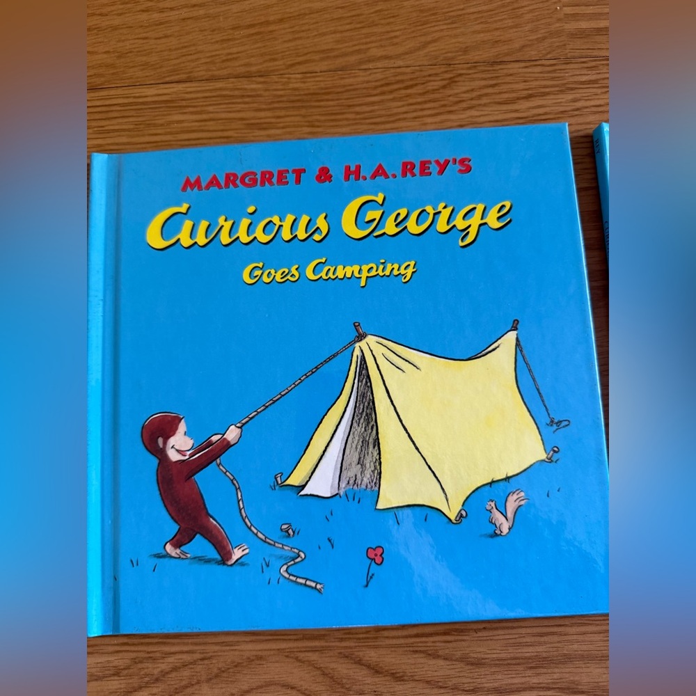 NEW Curious George book set of 3 - hardback, gift. Easter basket.  Camping